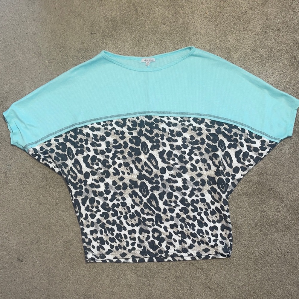 Teal & Grey Leopard Top